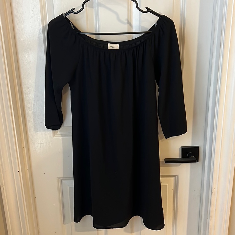 Small off the shoulder black mini dress